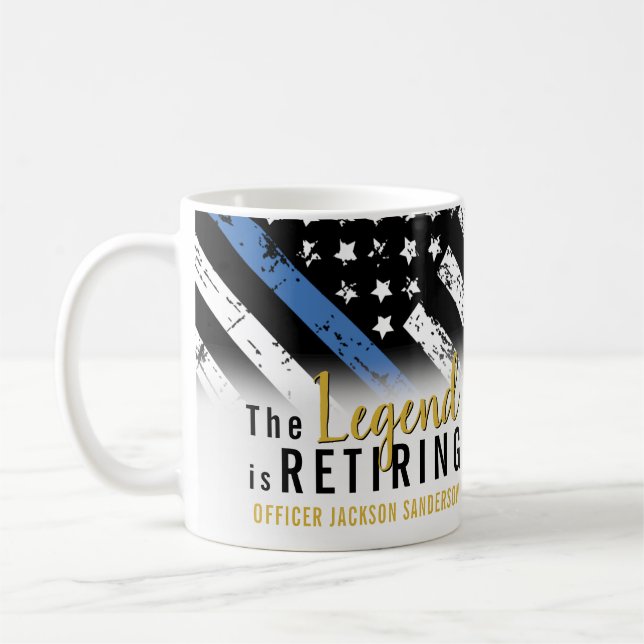 Police Retirement Thin Blue Line Law Enforcement Coffee Mug (Left)