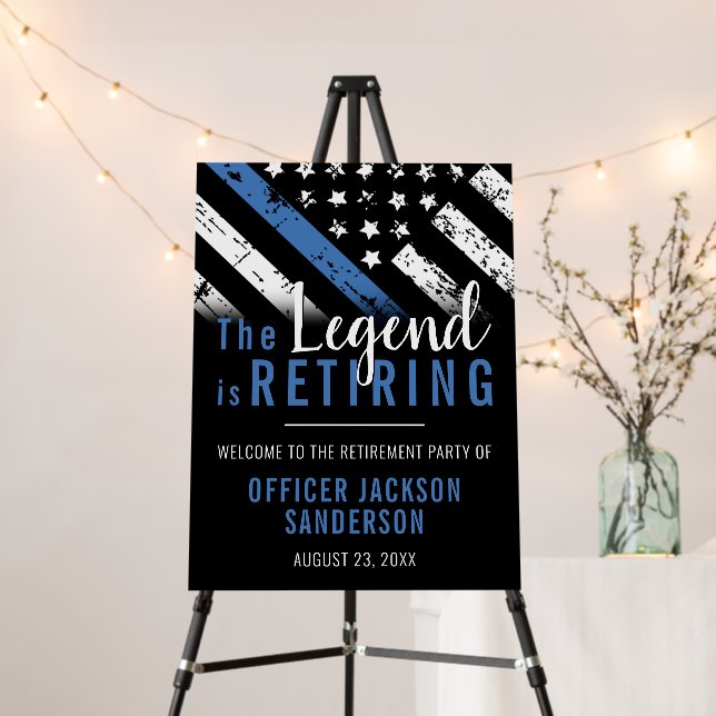 Police Retirement Thin Blue Line Law Enforcement Foam Board (In Situ (Stand))