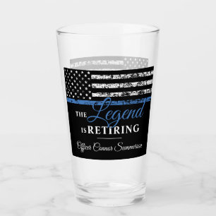 Police Retirement Thin Blue Line Law Enforcement Glass