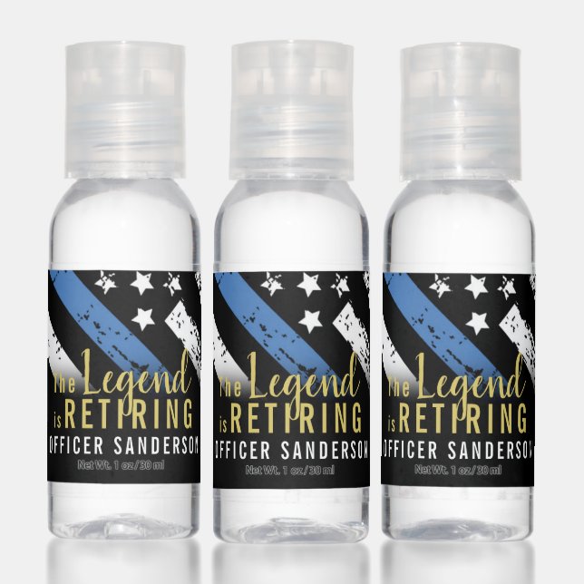 Police Retirement Thin Blue Line Law Enforcement Hand Sanitizer (Set)