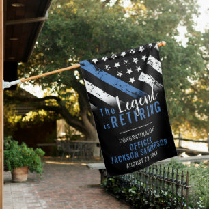 Police Retirement Thin Blue Line Law Enforcement House Flag