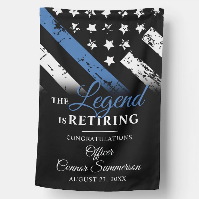 Police Retirement Thin Blue Line Law Enforcement House Flag (Front)