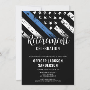Police Retirement Thin Blue Line Law Enforcement Invitation