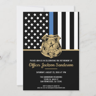 Police Retirement Thin Blue Line Law Enforcement Invitation