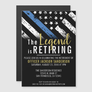 Police Retirement Thin Blue Line Law Enforcement Magnetic Invitation
