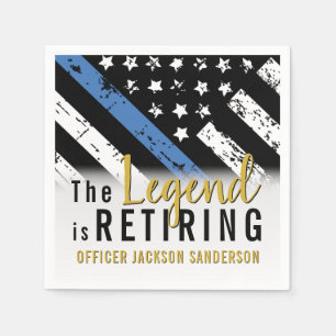 Police Retirement Thin Blue Line Law Enforcement Napkins