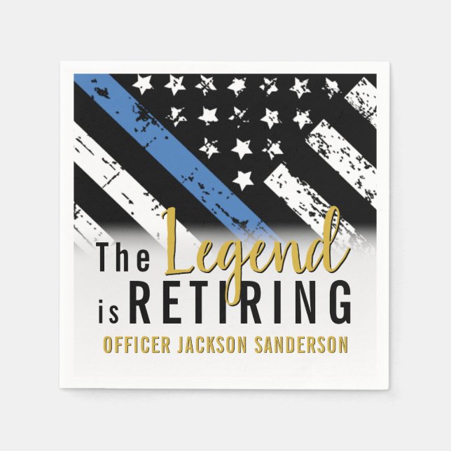 Police Retirement Thin Blue Line Law Enforcement Napkins (Front)