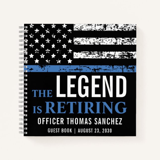 Police Retirement Thin Blue Line Law Enforcement Notebook (Front)