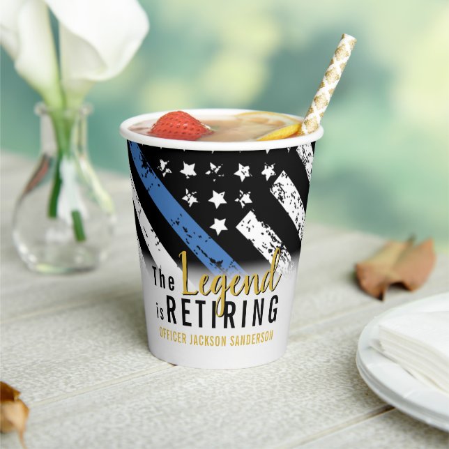 Police Retirement Thin Blue Line Law Enforcement Paper Cups (Insitu)