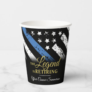 Police Retirement Thin Blue Line Law Enforcement Paper Cups