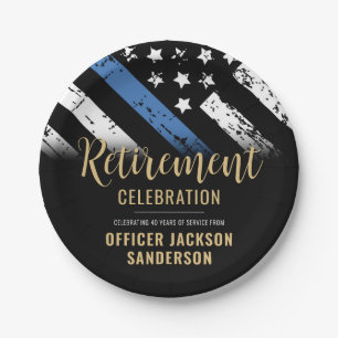 Police Retirement Thin Blue Line Law Enforcement Paper Plates
