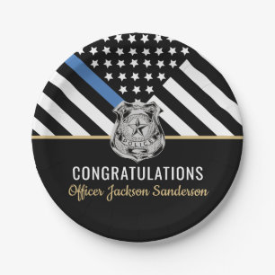 Police Retirement Thin Blue Line Law Enforcement Paper Plates