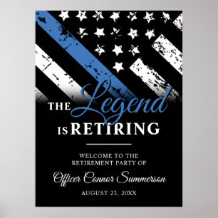 Police Retirement Thin Blue Line Law Enforcement Poster
