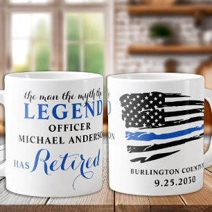 Police Retirement Thin Blue Line Personalized Giant Coffee Mug