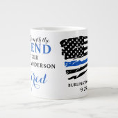 Police Retirement Thin Blue Line Personalized  Giant Coffee Mug (Front)