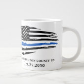 Police Retirement Thin Blue Line Personalized  Giant Coffee Mug (Right)