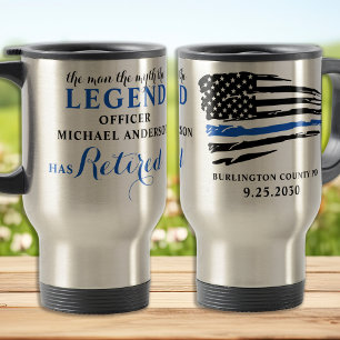 Police Retirement Thin Blue Line Personalized Travel Mug