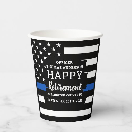 Police Retirement Thin Blue Line Police Flag Paper Cups