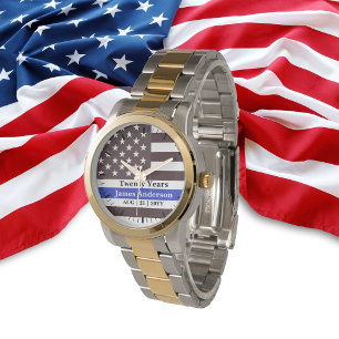 Police Retirement Watch Thin Blue Line US Flag