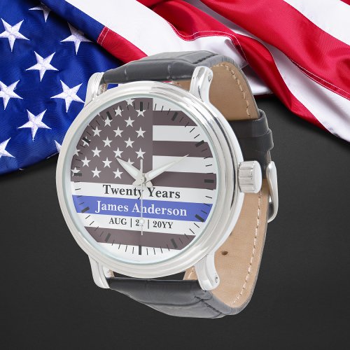 Police Retirement Watch Thin Blue Line US Flag