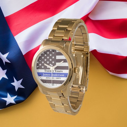 Police Retirement Watch Thin Blue Line US Flag