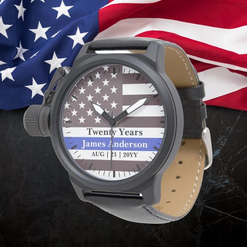 Police Retirement Watch Thin Blue Line US Flag