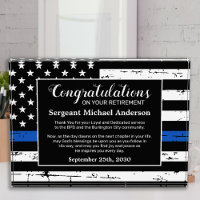 Police Retirement Years Service Law Enforcement Acrylic Award