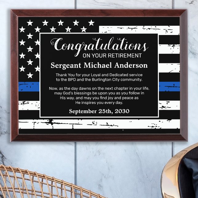Police Retirement Years Service Law Enforcement  Award Plaque (Creator Uploaded)