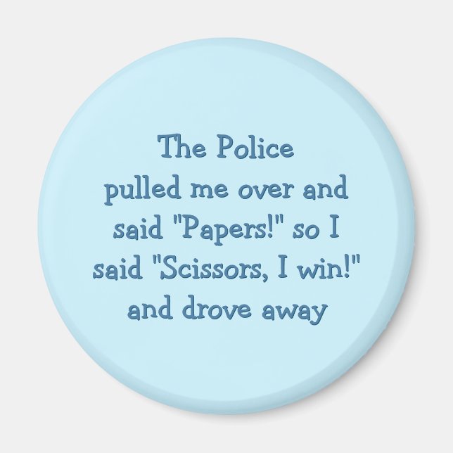 Police Rock Paper Scissors Funny Fridge Magnet (Front)