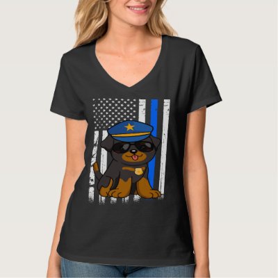 Police Rottweiler Dog Back the Blue Law Enforcemen T-Shirt