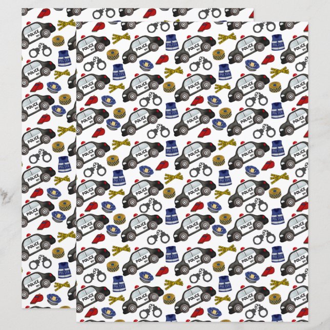 Police Scrapbook Paper (Front/Back)