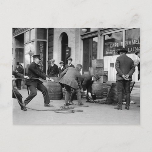 Police Seizing Bootleg Liquor 1923 Postcard