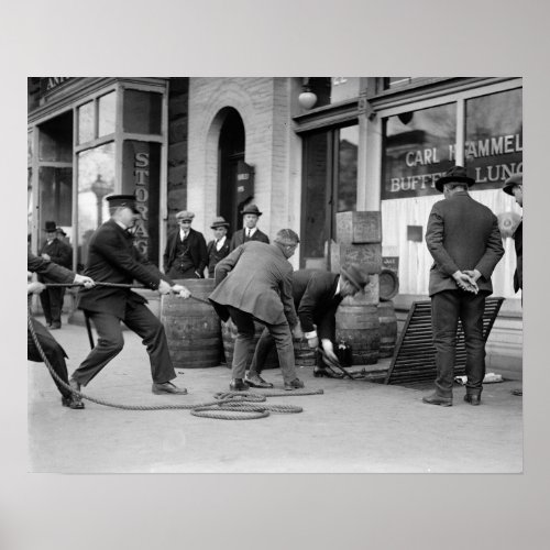 Police Seizing Bootleg Liquor 1923 Vintage Photo Poster