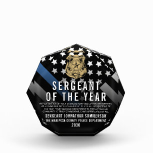 Police Sergeant of the Year Blue Line Logo Acrylic Award