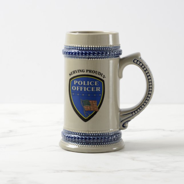 Police Serving Proudly Beer Stein (Right)