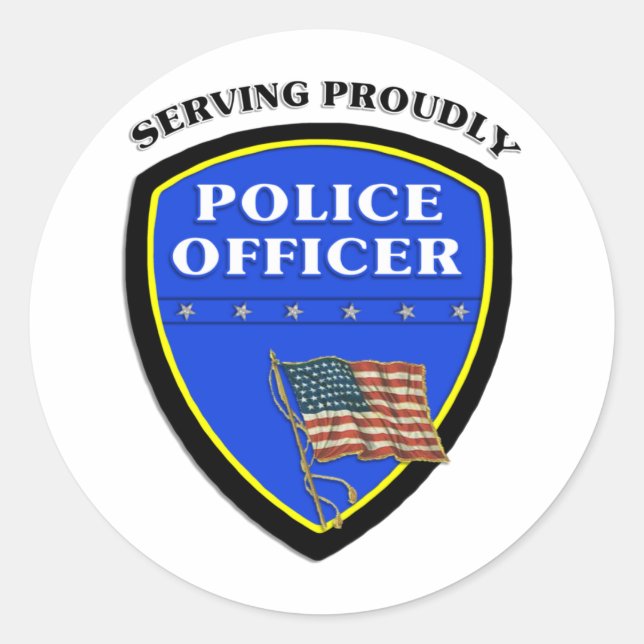 Police Serving Proudly Classic Round Sticker (Front)