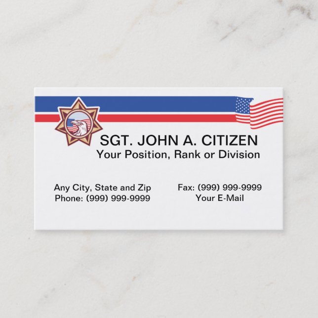 police sheriff deputy law enforcement card (Front)
