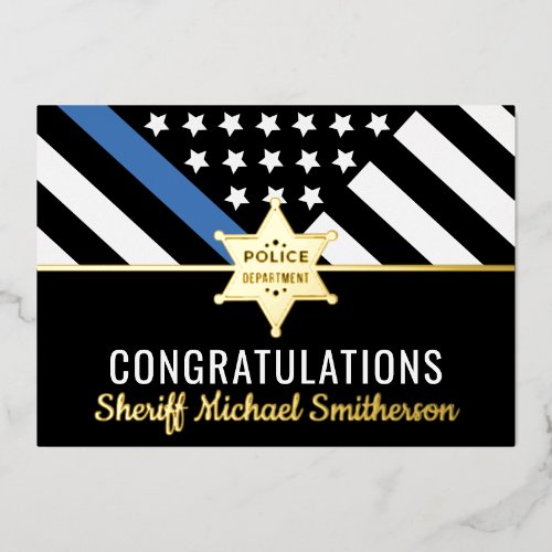 Police Sheriff Retirement Blue Line Congrats Card