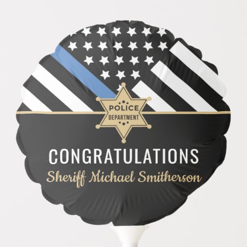 Police Sheriff Retirement Thin Blue Line Flag Balloon