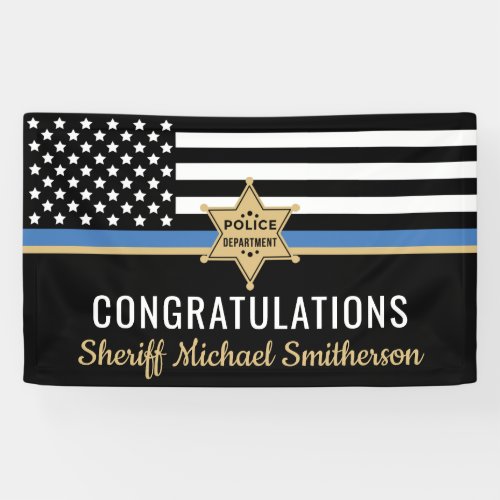 Police Sheriff Retirement Thin Blue Line Flag Banner