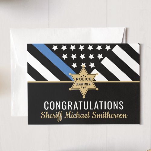 Police Sheriff Retirement Thin Blue Line Flag Card