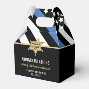 Police Sheriff Retirement Thin Blue Line Flag Favor Boxes
