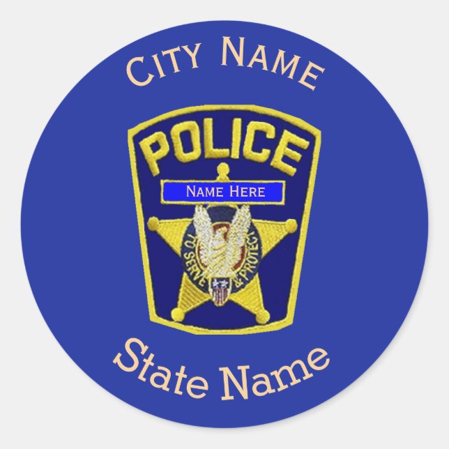 Police Shield Custom Round Sticker (Front)