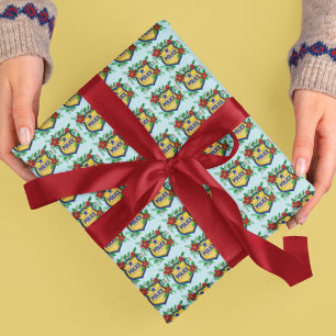 Police Shield with Poinsettia Christmas Wrapping Paper