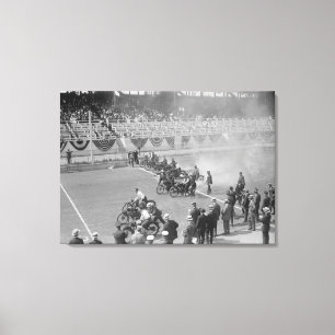 Police Show -- Start of Motorcycle Race Canvas Print