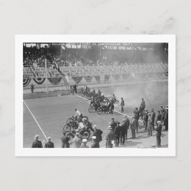 Police Show -- Start of Motorcycle Race Postcard (Front)