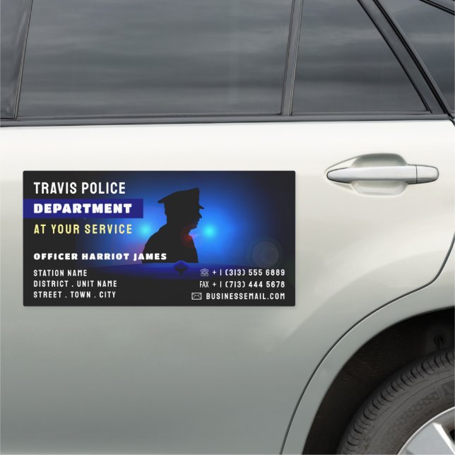 Police Silhouette, Police Officer, Law Enforcement Car Magnet (In Situ)