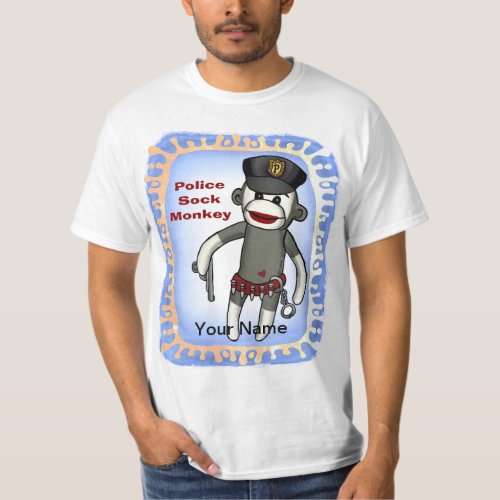 Police Sock Monkey custom name T_Shirt