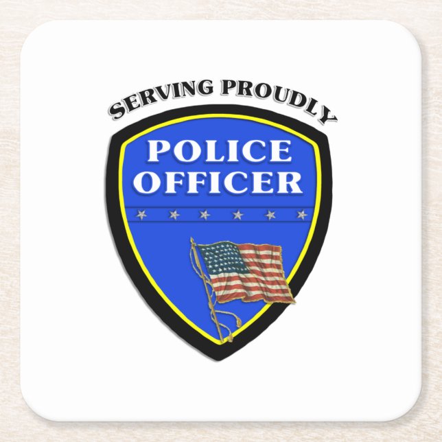 Police Square Paper Coaster (Front)
