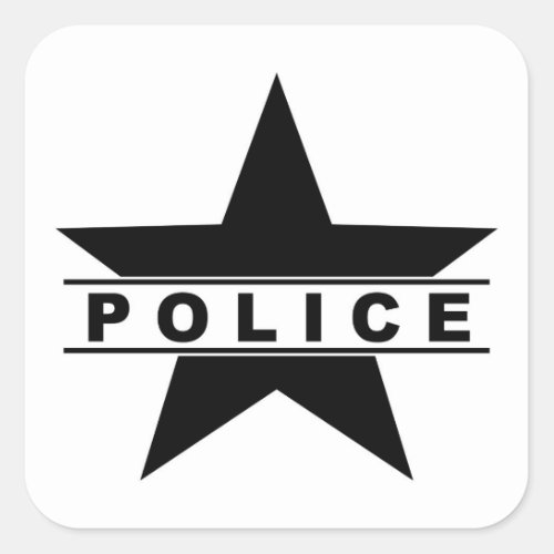 police star text department badge law symbol square sticker